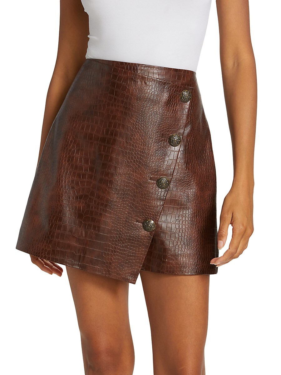 Veronica Beard Women's Dinard Faux Leather Skirt - Brown - Size 2 | Saks Fifth Avenue OFF 5TH