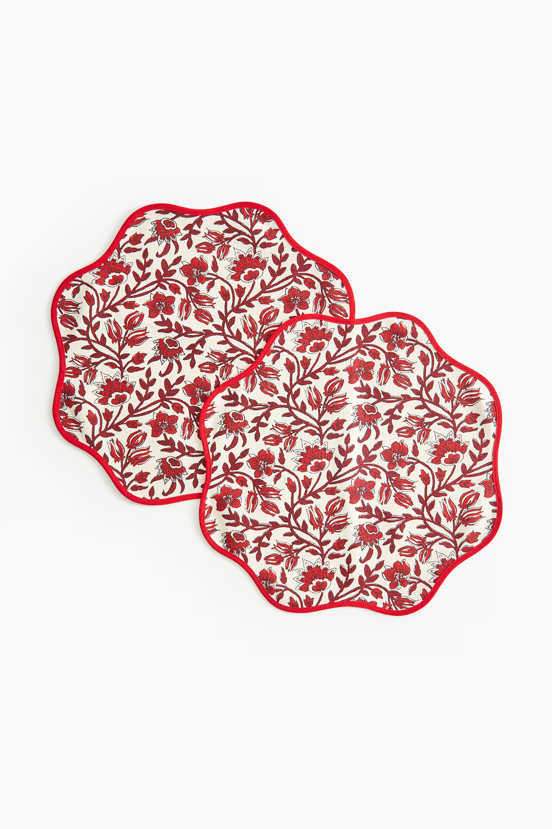 2-pack Patterned Cotton Placemats - Red/floral - Home All | H&M US | H&M (US + CA)