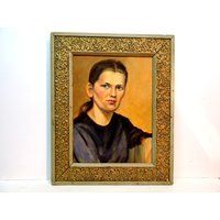 Portrait Oil Painting Pretty Woman On Artist Board Framed | Etsy (US)
