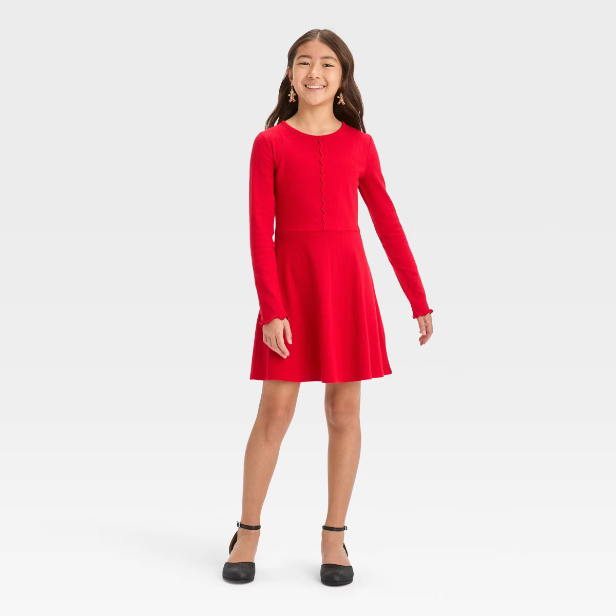 Girls' Long Sleeve Seam Front Fitted Dress - art class™ | Target