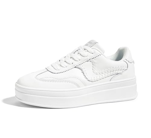 LUCKY STEP Women's Platform Fashion Sneakers Thick Sole Suede Faux Leather Classic Rubber Gum Sol... | Amazon (US)