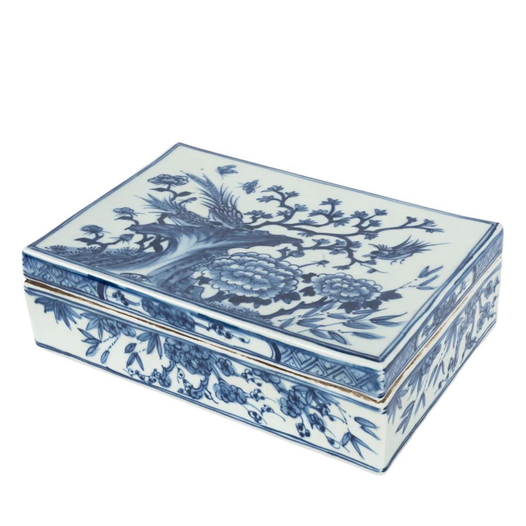 Blue and White Floral Ceramic Box | Blue Print
