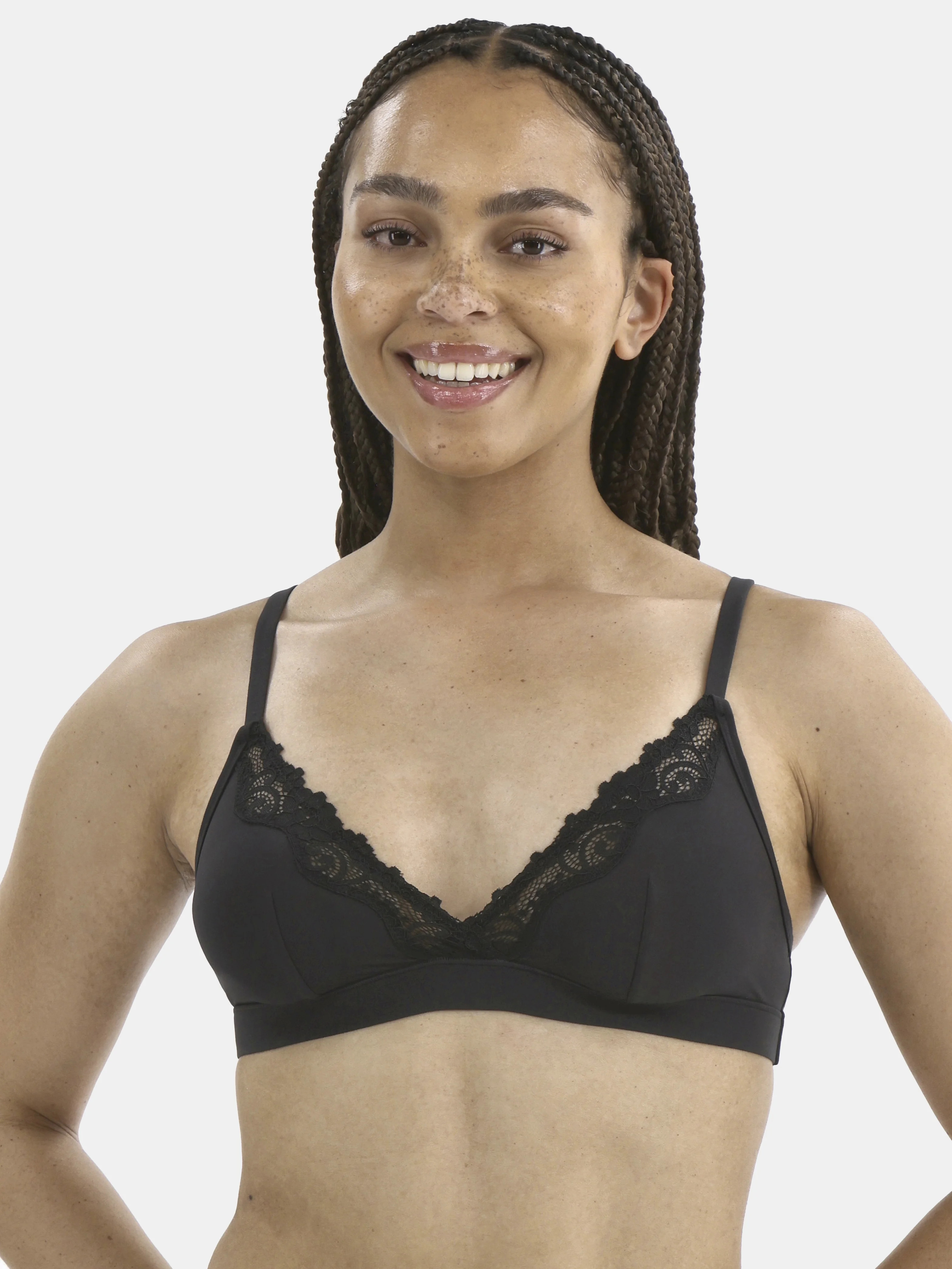 No Boundaries Fit Stretch Triangle Bralette with Lace, Women's XS-3XL | Walmart (US)