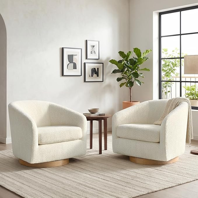 CHITA Swivel Accent Chair Set of 2, Fully Assembled Fabric Barrel Armchair with FSC Certified Uph... | Amazon (US)