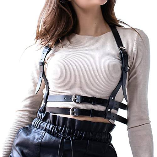 Punk Black Pu Leather Belt, Harness Belt for Women Gothic Body Adjustable Waist Rave Halloween Dresses Party Accessories | Amazon (US)
