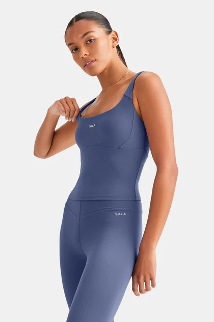 SKINLUXE BUILT-IN SUPPORT SCOOP NECK VEST - VINTAGE BLUE | TALA (UK)