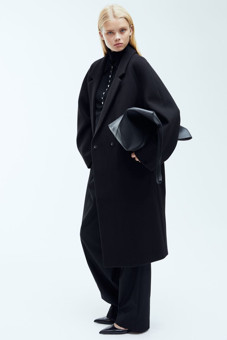 Double-breasted coat - Black - Ladies | H&M GB | H&M (UK, MY, IN, SG, PH, TW, HK)