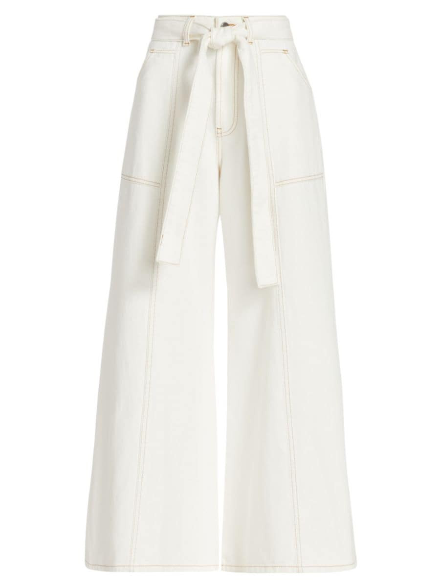 Belted Wide-Leg Twill Pants | Saks Fifth Avenue