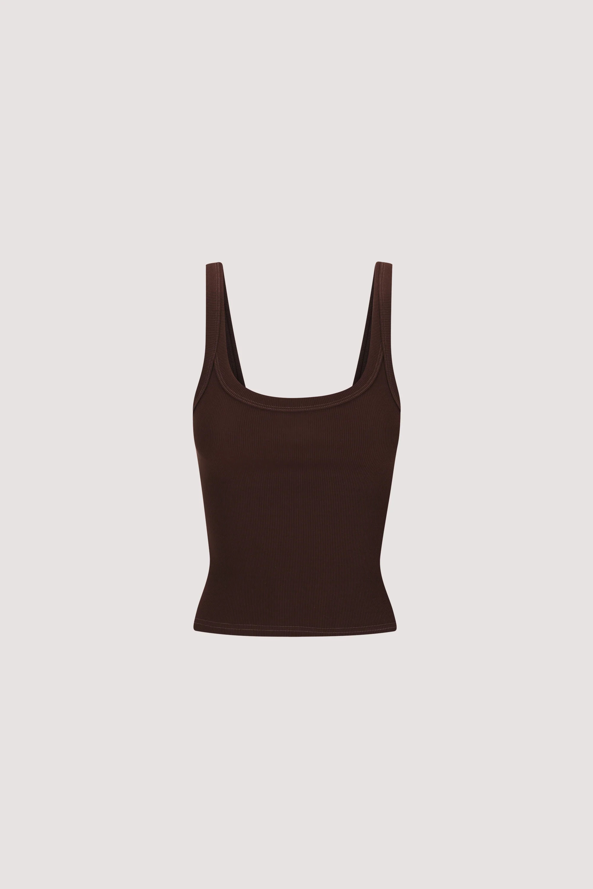 PHOEBE BURNT CHOC SCOOP NECK TANK TOP | DISSH