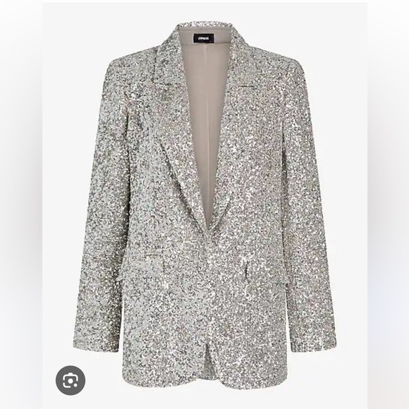BNWT Express Silver Sequin Blazer | Poshmark