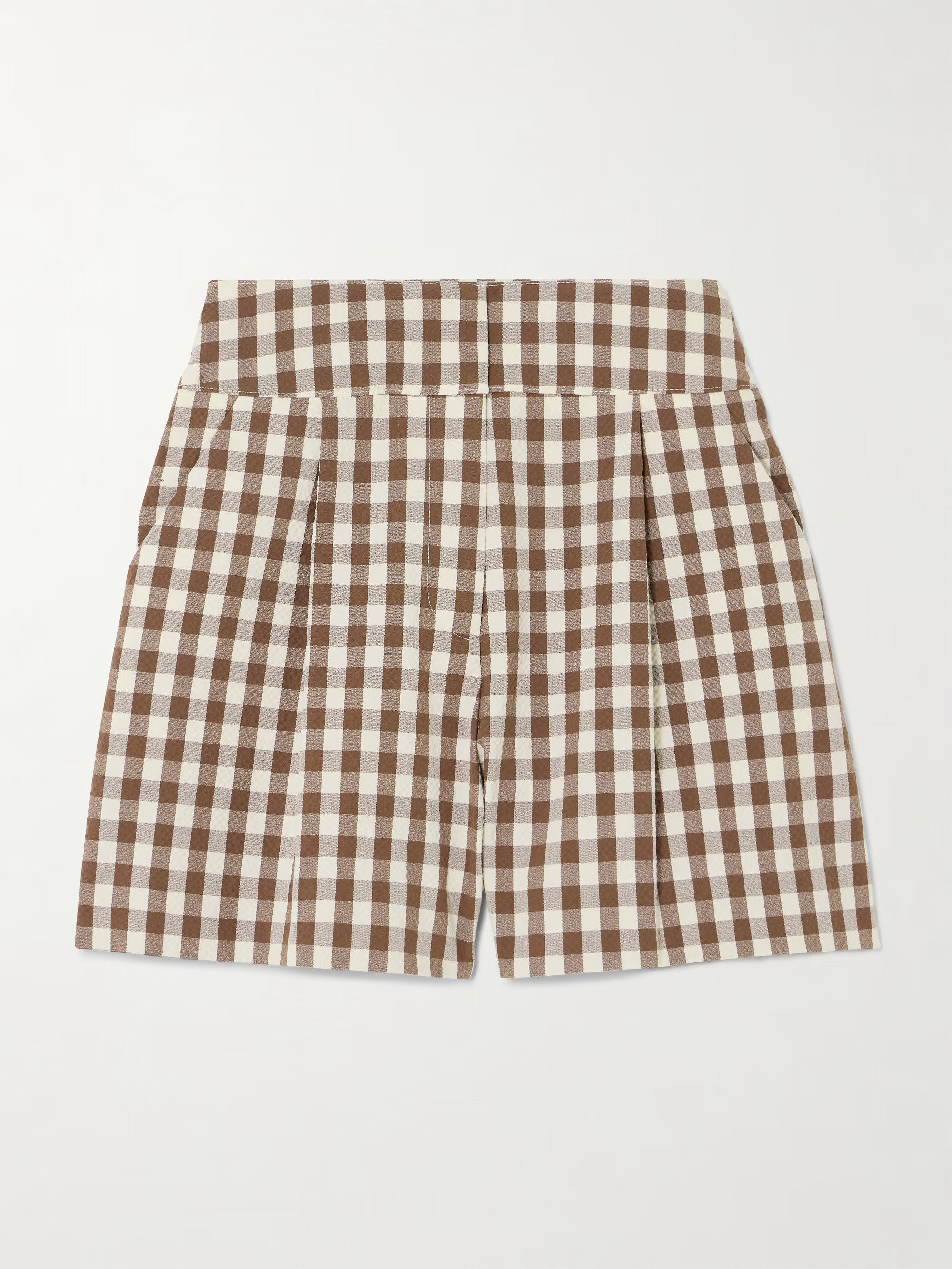 Haina pleated gingham cotton-blend seersucker shorts | NET-A-PORTER (UK & EU)