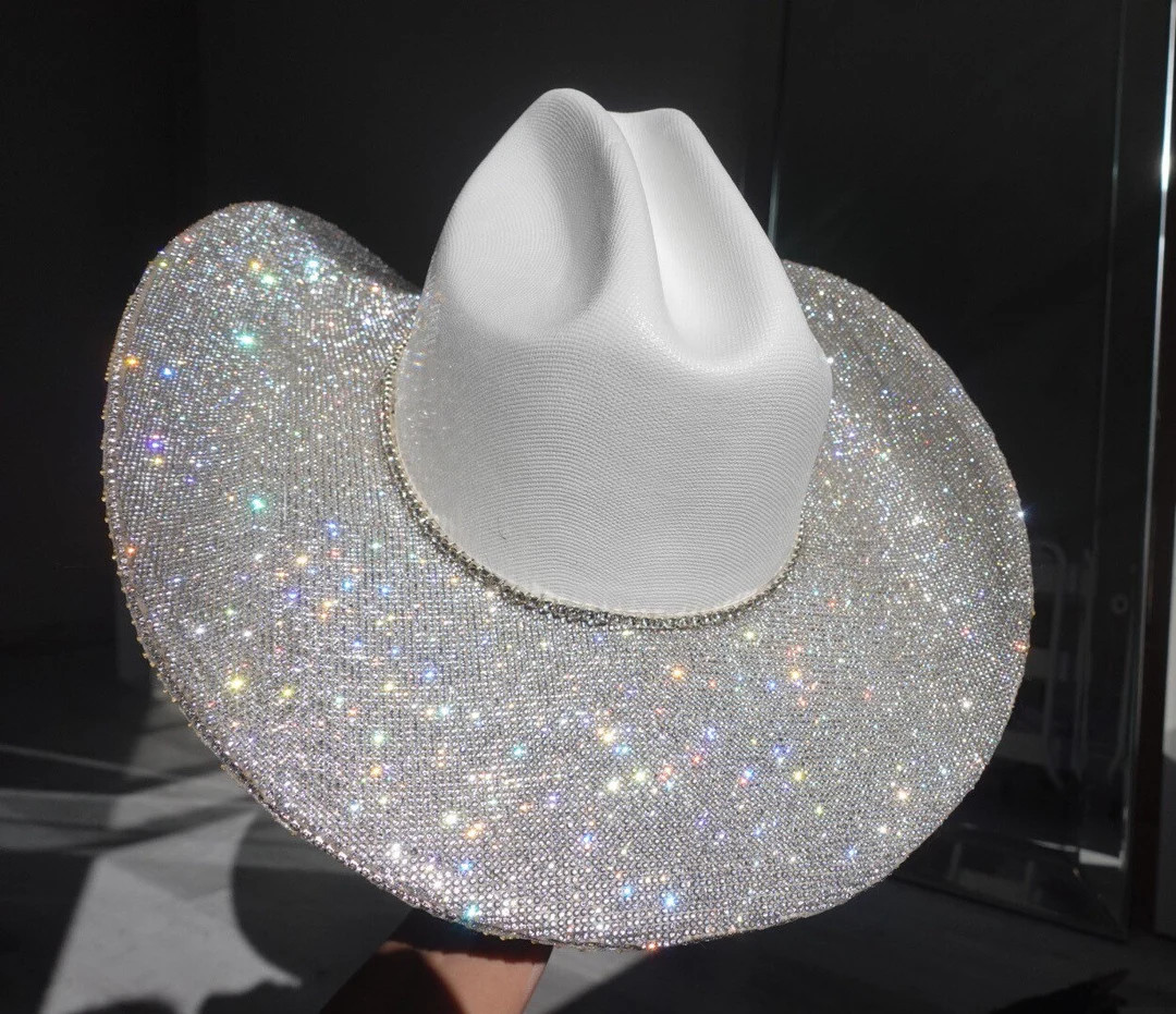 Top & Bottom Brim Rhinestone Cowgirl Hat. Western Wedding. - Etsy | Etsy (US)