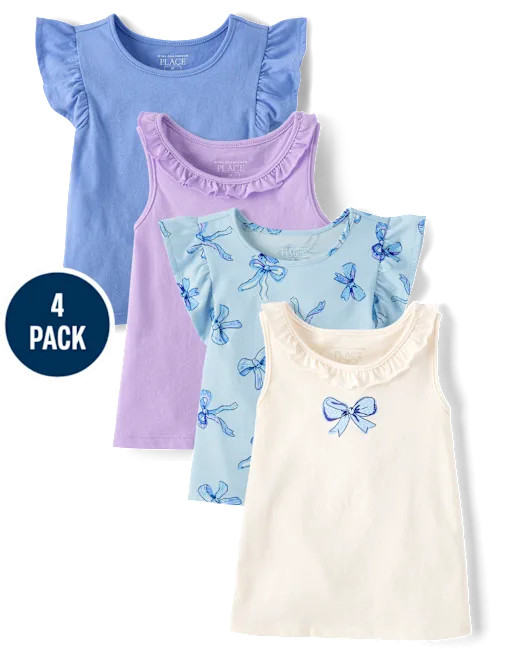 Toddler Girls Bow Flutter Tank Top 4-Pack - blue | The Children's Place