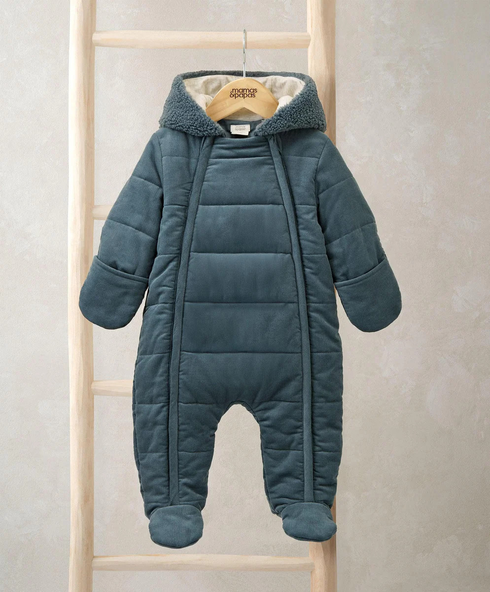 Quilted Cord Pramsuit - Blue | Mamas & Papas