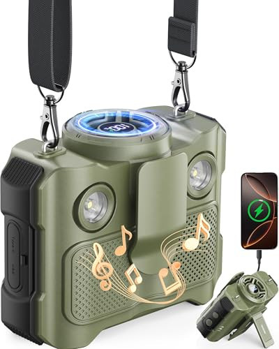 BLAVOR Portable Waist Fan, 5 Speeds Rechargeable Fan with Bluetooth Speaker & Flashlight, 40H Runtime, 16000RPM Strong Airflow, Personal Cool Clip Fans Under Shirt Belt for Outdoor, Work, Camping | Amazon (US)