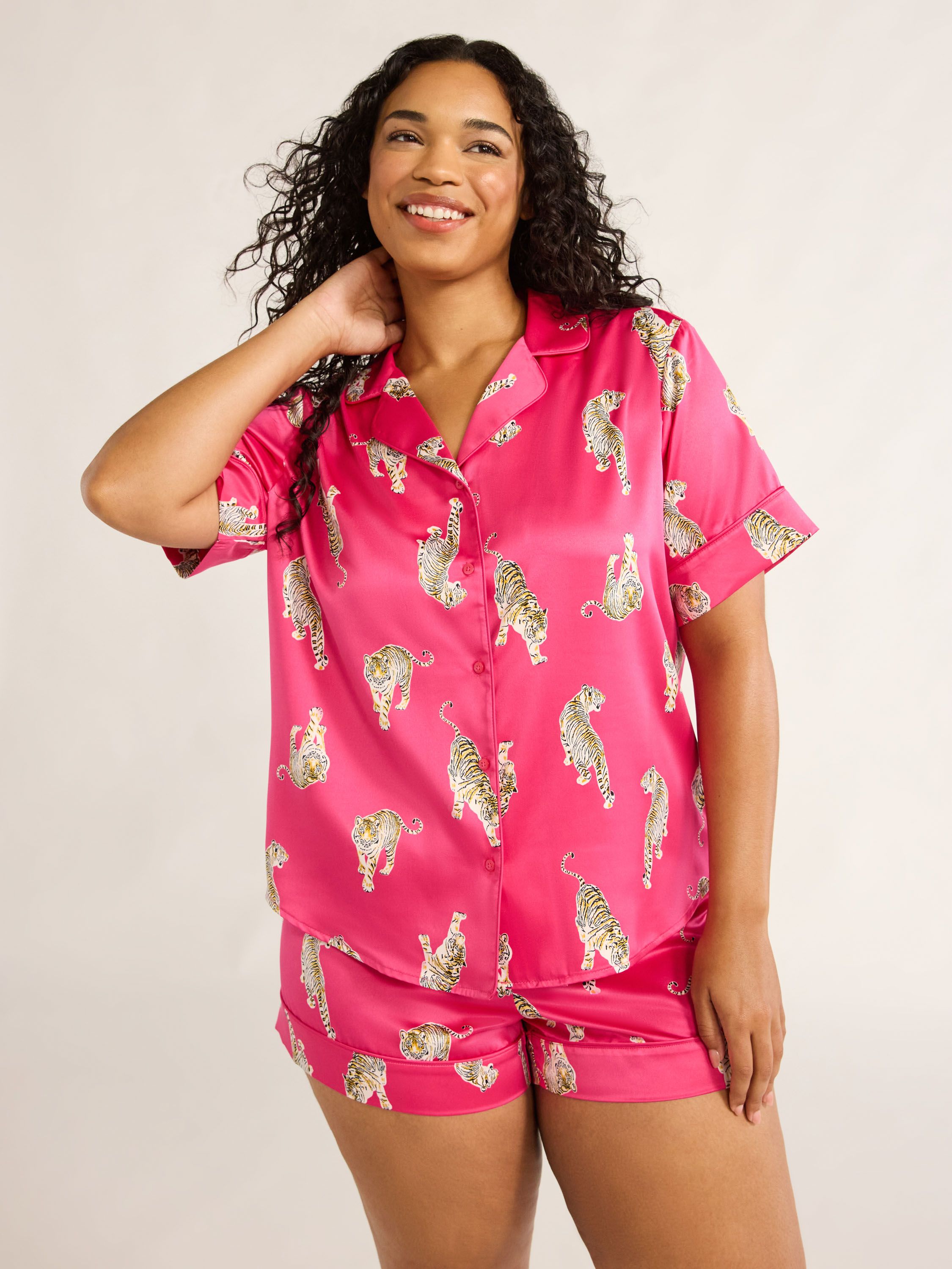 Joyspun Women’s Stretch Satin Shortie Pajama Set, 2-Piece, Sizes XS-3X - Walmart.com | Walmart (US)