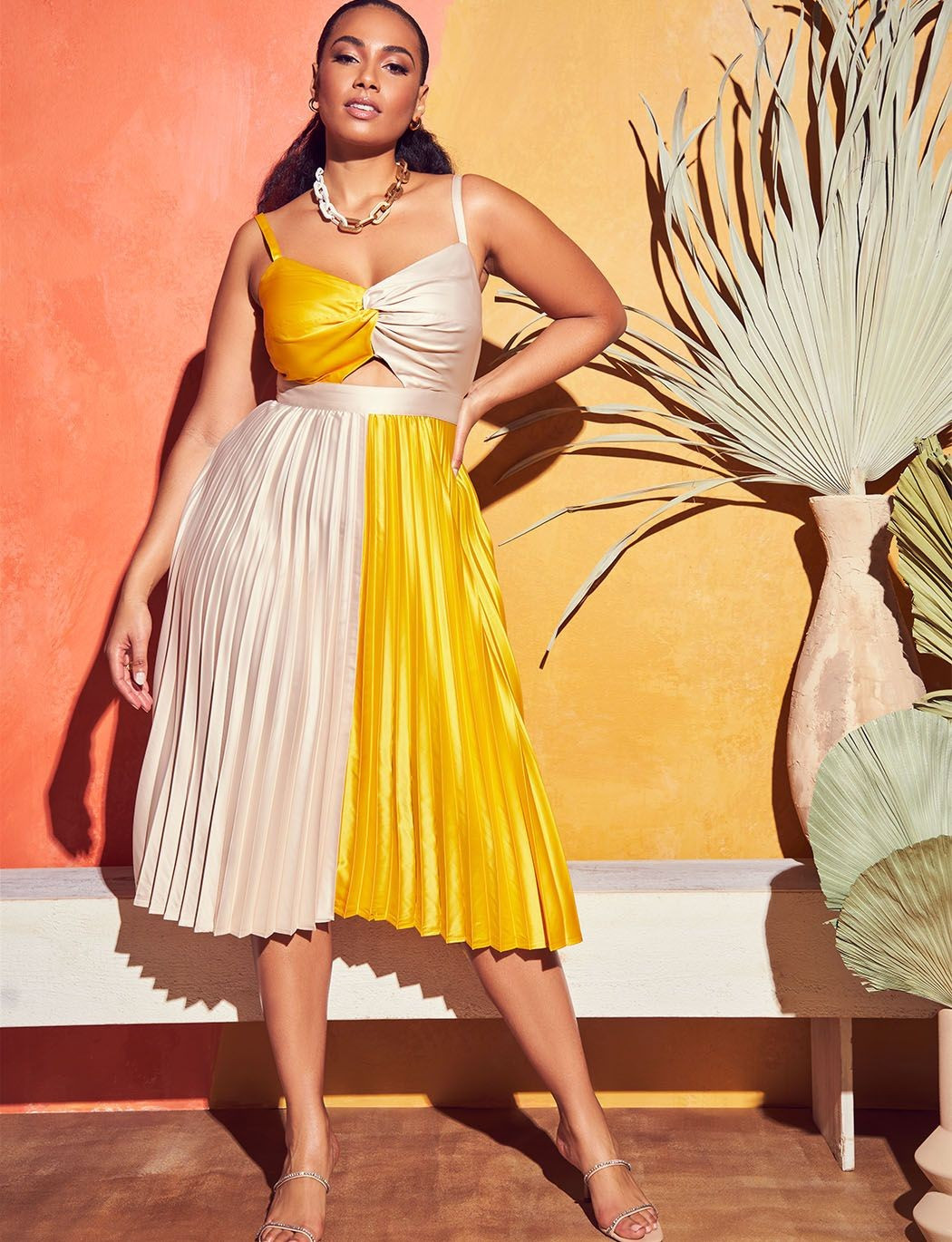 Melissa Mercedes x ELOQUII Colorblocked Dress With Pleated Skirt | Women's Plus Size Dresses | EL... | Eloquii