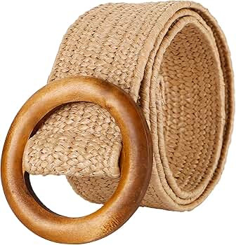 Women Woven Rattan Wide Stretch Straw Belt | Amazon (US)