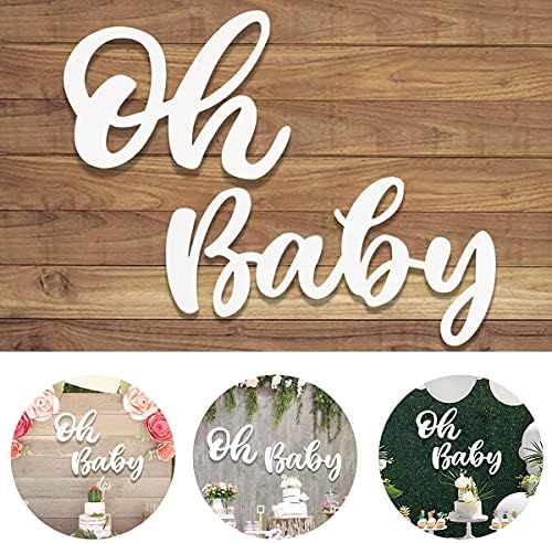Wood White Baby Sign Baby Shower Banner for 1st Birthday Backdrop, Baby Party Sign Wooden Cutout ... | Amazon (US)