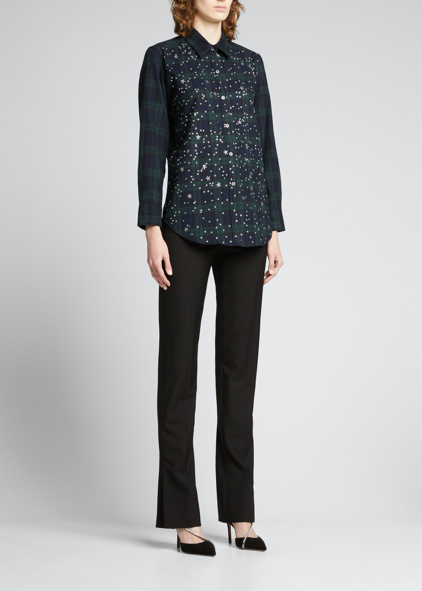 Longfellow's Light of Stars Embellished Flannel Shirt | Bergdorf Goodman