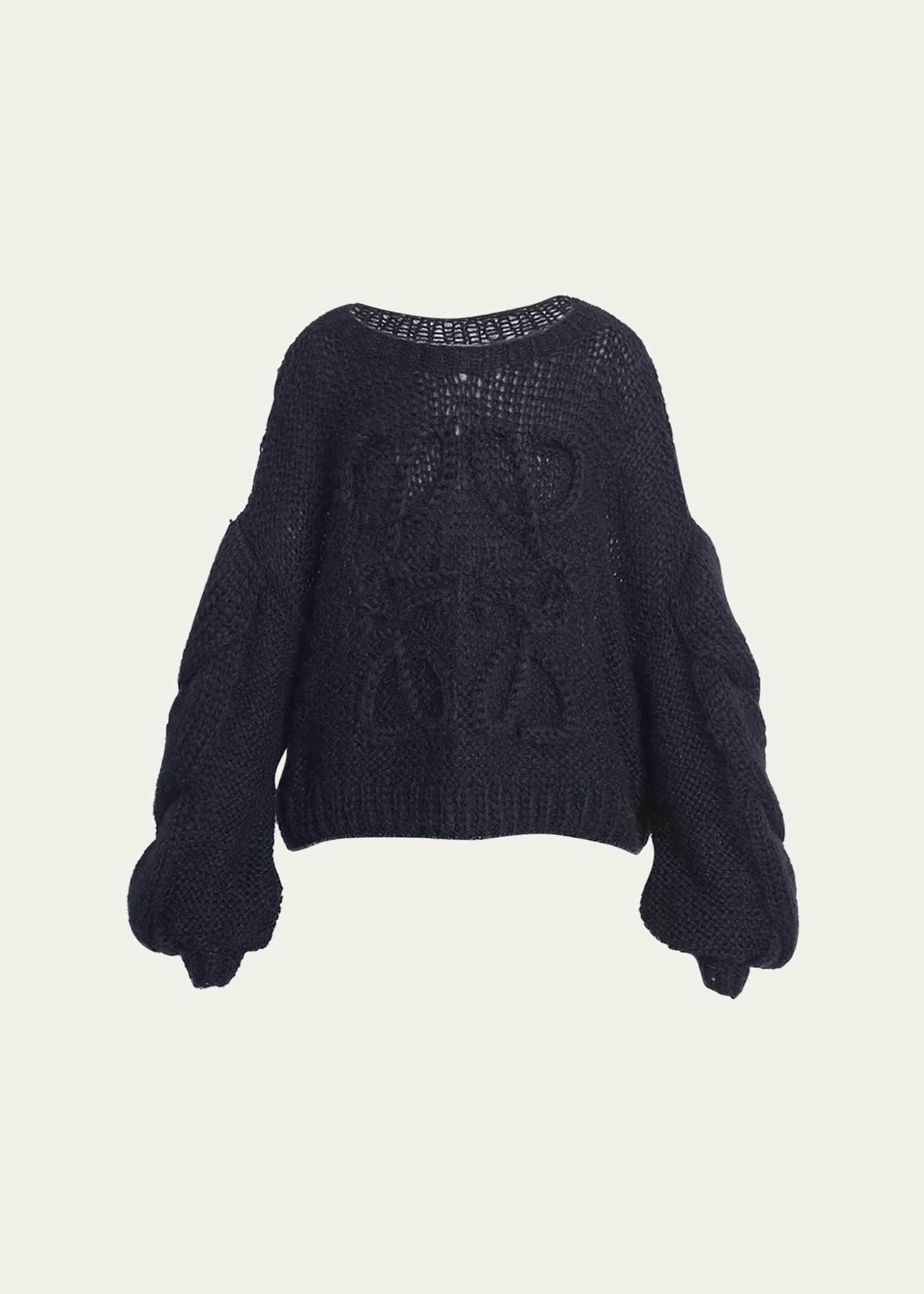 Loewe Anagram Cable-Knit Sleeve Sweater | Bergdorf Goodman
