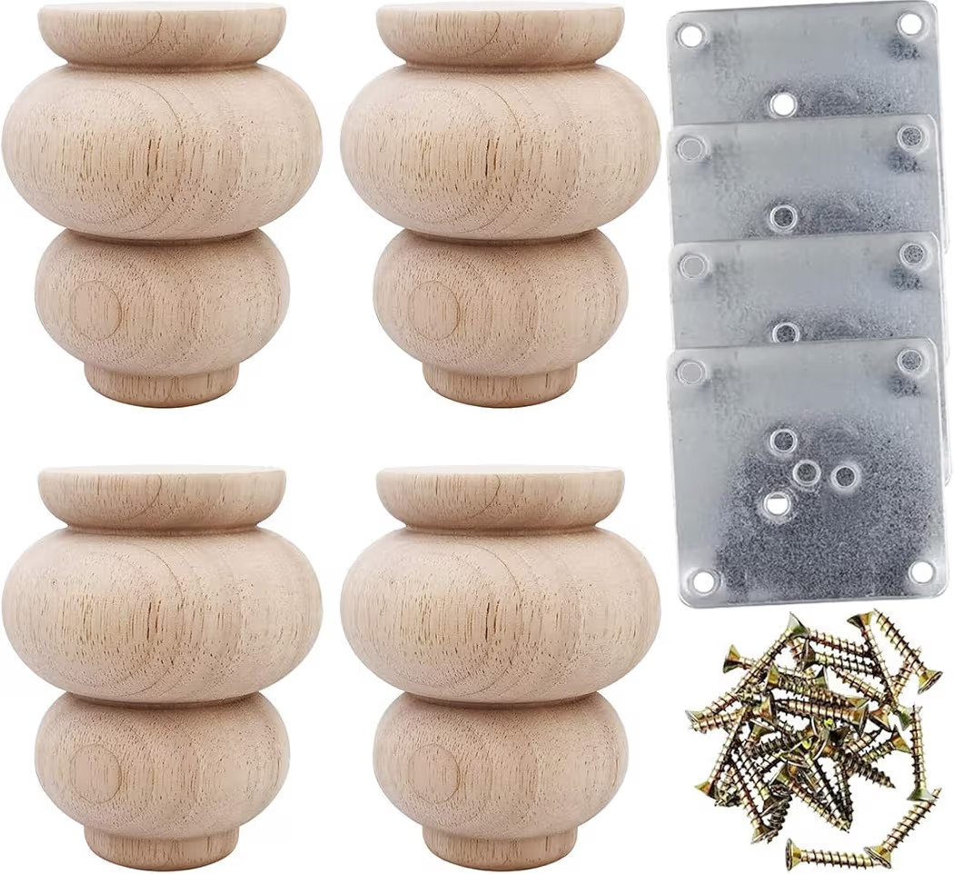 Wood Furniture Legs 4 Inch Sofa Couch Chair Ottoman Loveseat Cabinet Legs Replacement Feet Unfini... | Amazon (US)