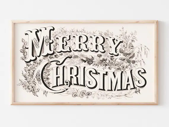 Samsung Frame TV Art  Vintage Merry Christmas Typography | Etsy | Etsy (US)