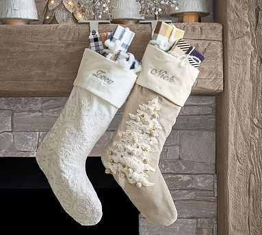 Embellished Velvet Stockings | Pottery Barn (US)