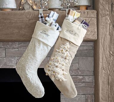 Embellished Velvet Stockings | Pottery Barn | Pottery Barn (US)