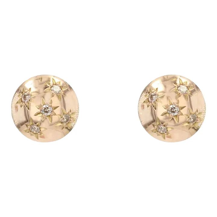 French 1950s Diamonds 18 Karat Yellow Gold Dome Earrings - 2 Pieces | Chairish