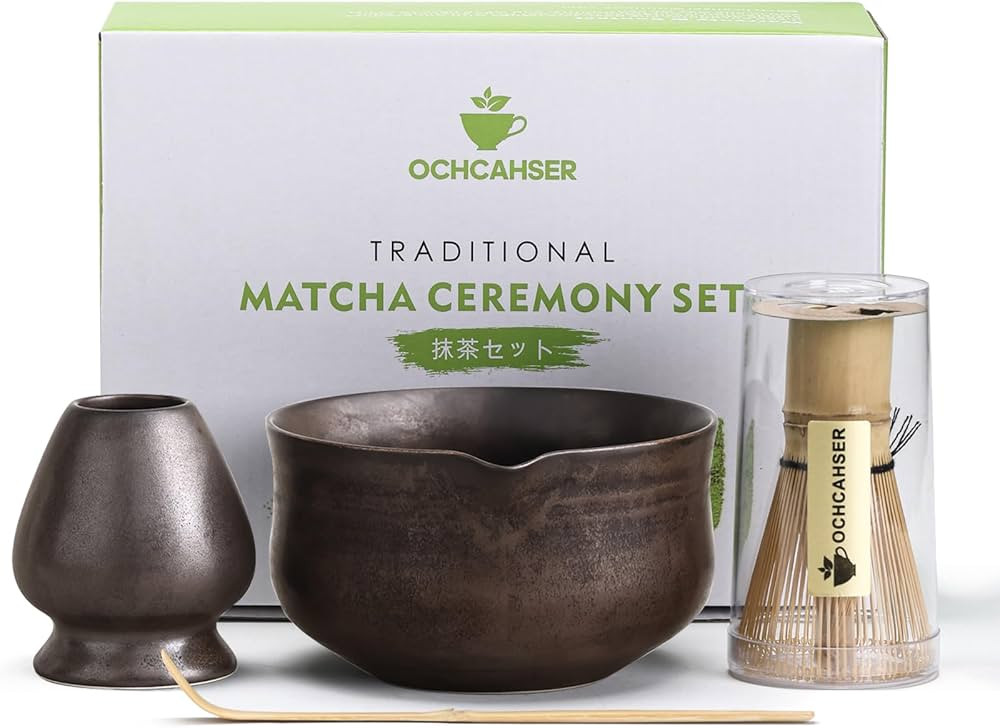 Matcha Set, Japanese Tea Set Includes Matcha Bowl with Spout, Matcha Whisk Holder (chasen), Bambo... | Amazon (US)