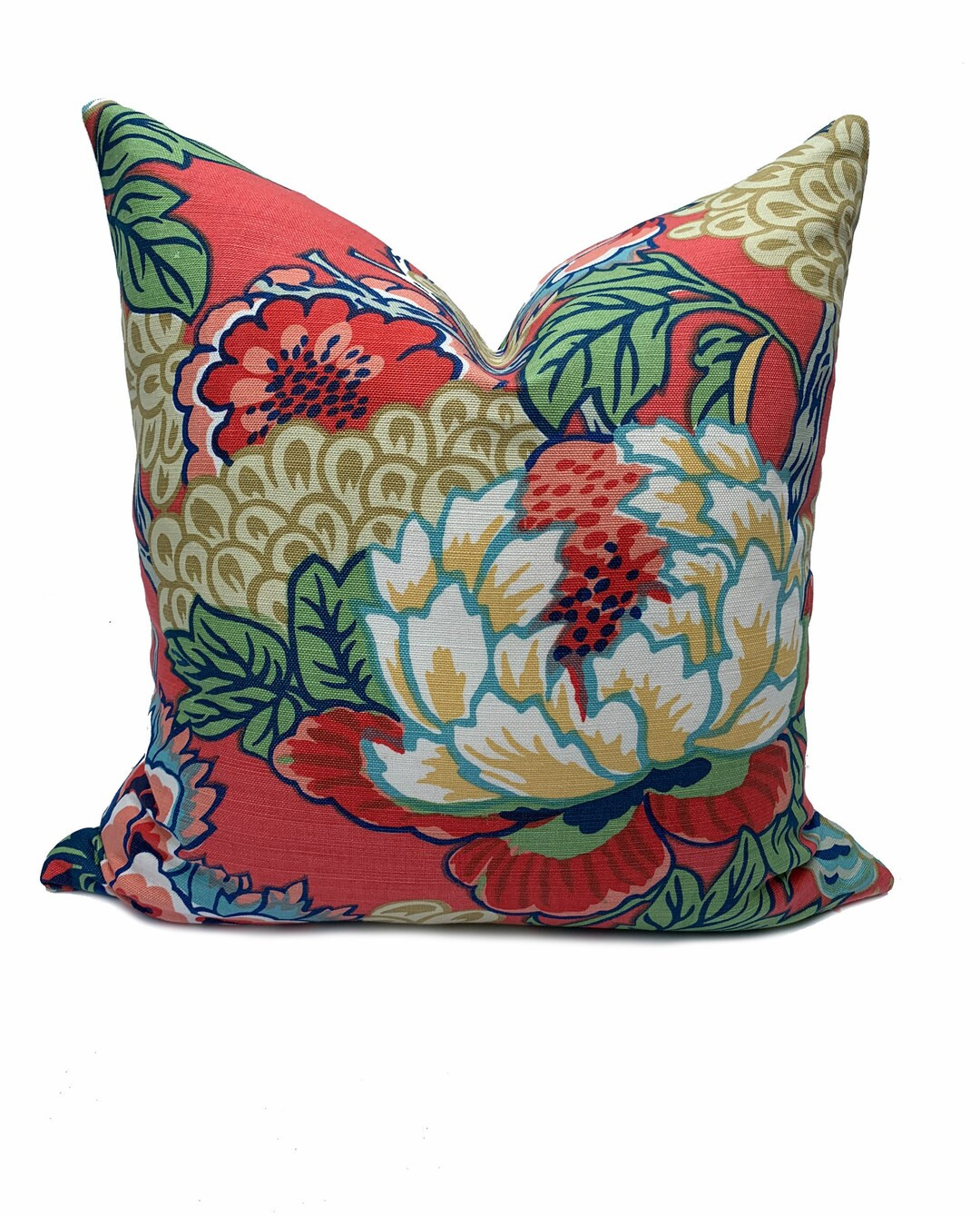 Thibaut Honshu Dynasty Collection Cushion Cover Pillow Cover Double Sided Coral and Green - Etsy | Etsy (US)