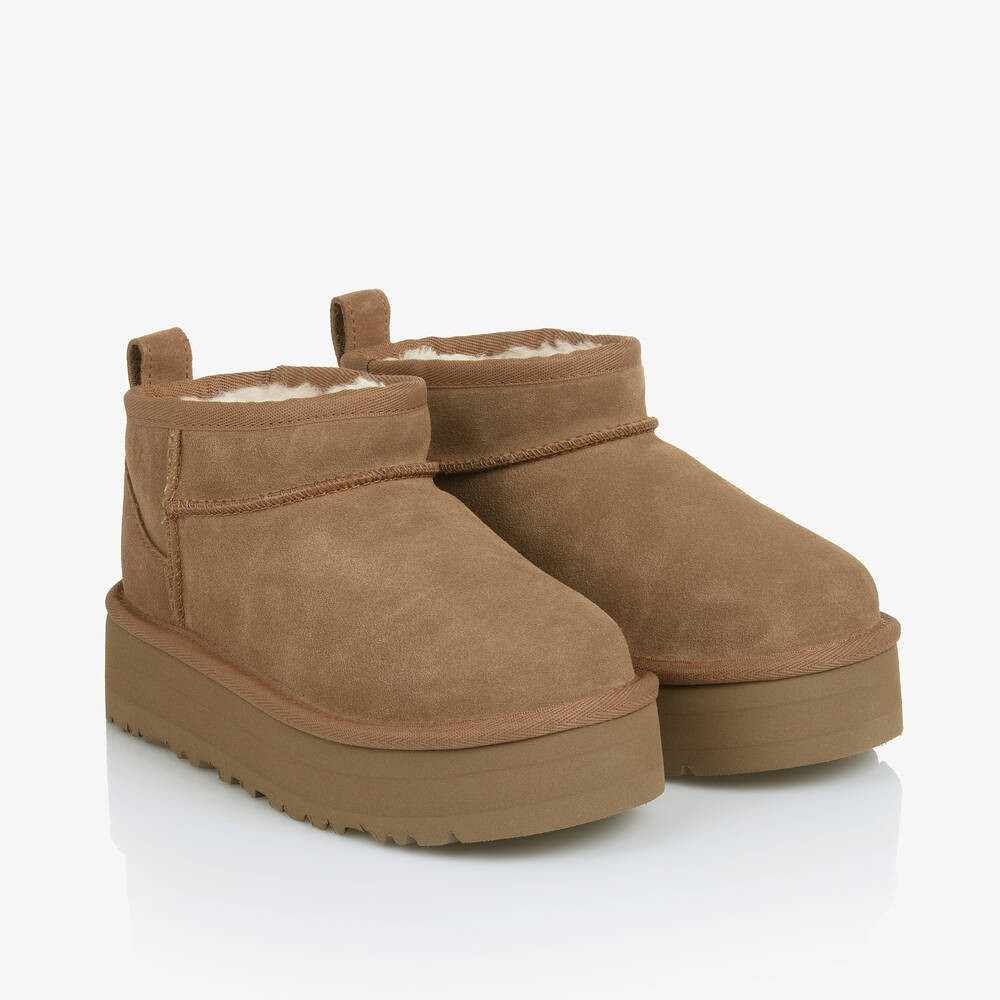 Ugg Brown Classic Ultra Mini Platform Boots | Childrensalon