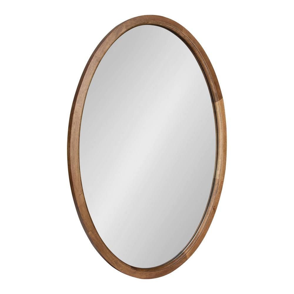 Kate and Laurel Hogan 24 in. x 36 in. Classic Oval Framed Rustic Brown Wall Accent Mirror | The Home Depot
