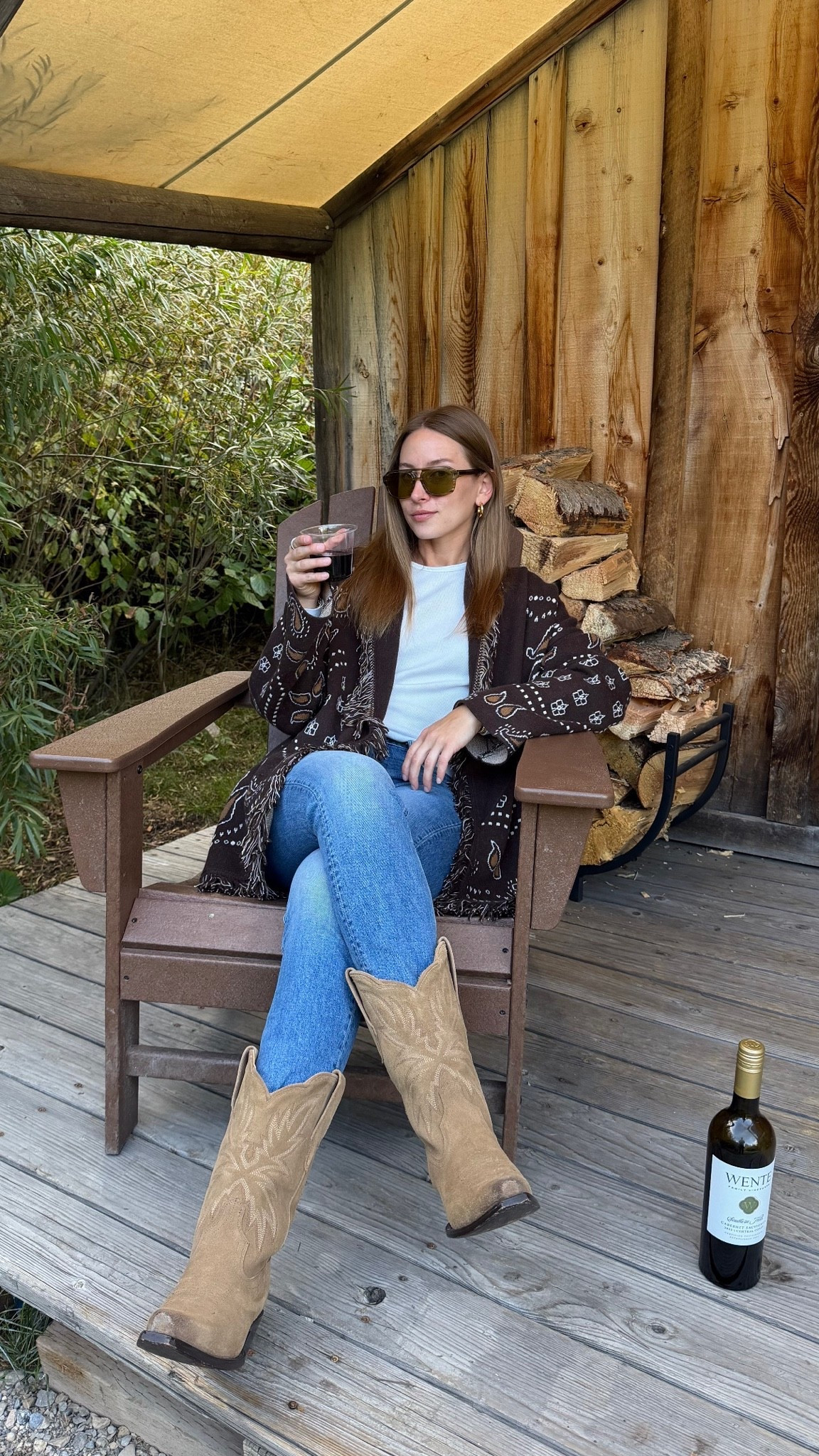 9/24/26 Cozy Western Outfit 🤠🤎

A cozy western look for an evening at our glamping ranch 🤎 Wearing this Gap fringe sweater layered over a basic long sleeve with my Mother jeans tucked into my suede Tecovas boots — officially finding every excuse to wear them on this trip.

Finished with my VEHLA sunglasses. Such an easy, cozy outfit for chilly evenings out west 🏔️ Linking everything I can here!

#LTKootd #LTKSeasonal