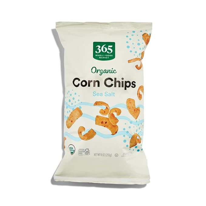 365 by Whole Foods Market, Organic Sea Salt Corn Chips, Vegan, Gluten-Free, 9 Ounce | Amazon (US)