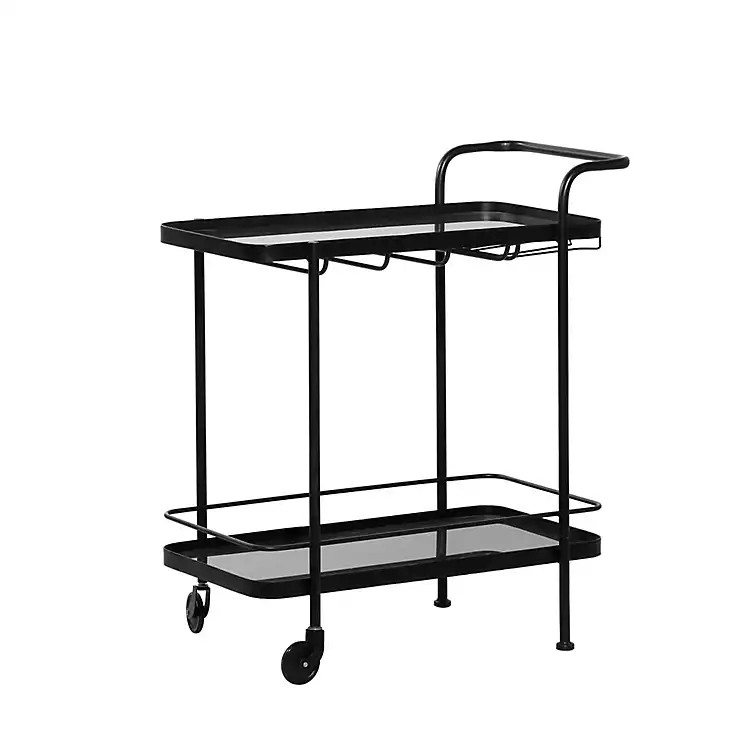 Black Iron and Glass Top Bar Cart | Kirkland's Home