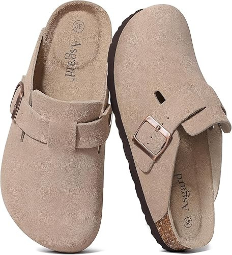 Asgard Women's Suede Clogs Leather Mules Arch Support Potato Shoes with Comfort Cork Footbed | Amazon (US)