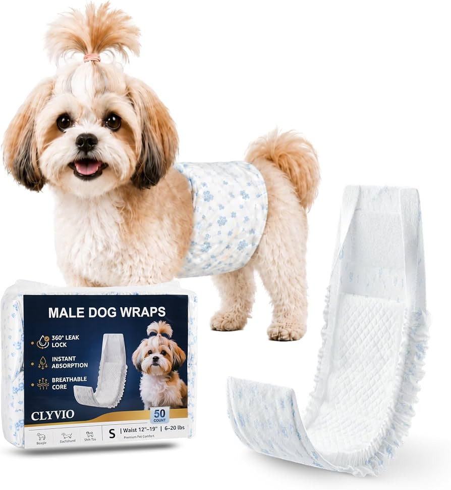 Dog Diapers Male, Small 50 Ct, Disposable Belly Band Wraps, 12-19" | Amazon (US)