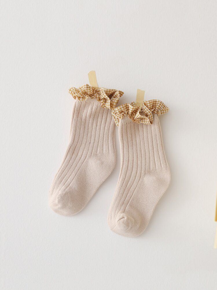 Baby Plaid Trim Socks | SHEIN