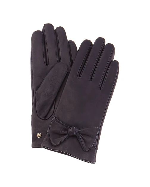 Bruno Magli Knotted Bow Cashmere-Lined Leather Gloves | Shop Premium Outlets