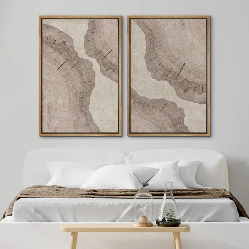Tree Ring " Beige Oak Wood Forest Tree Ring Illustration Neutral Minimalist Art Modern Farmhouse ... | Wayfair North America