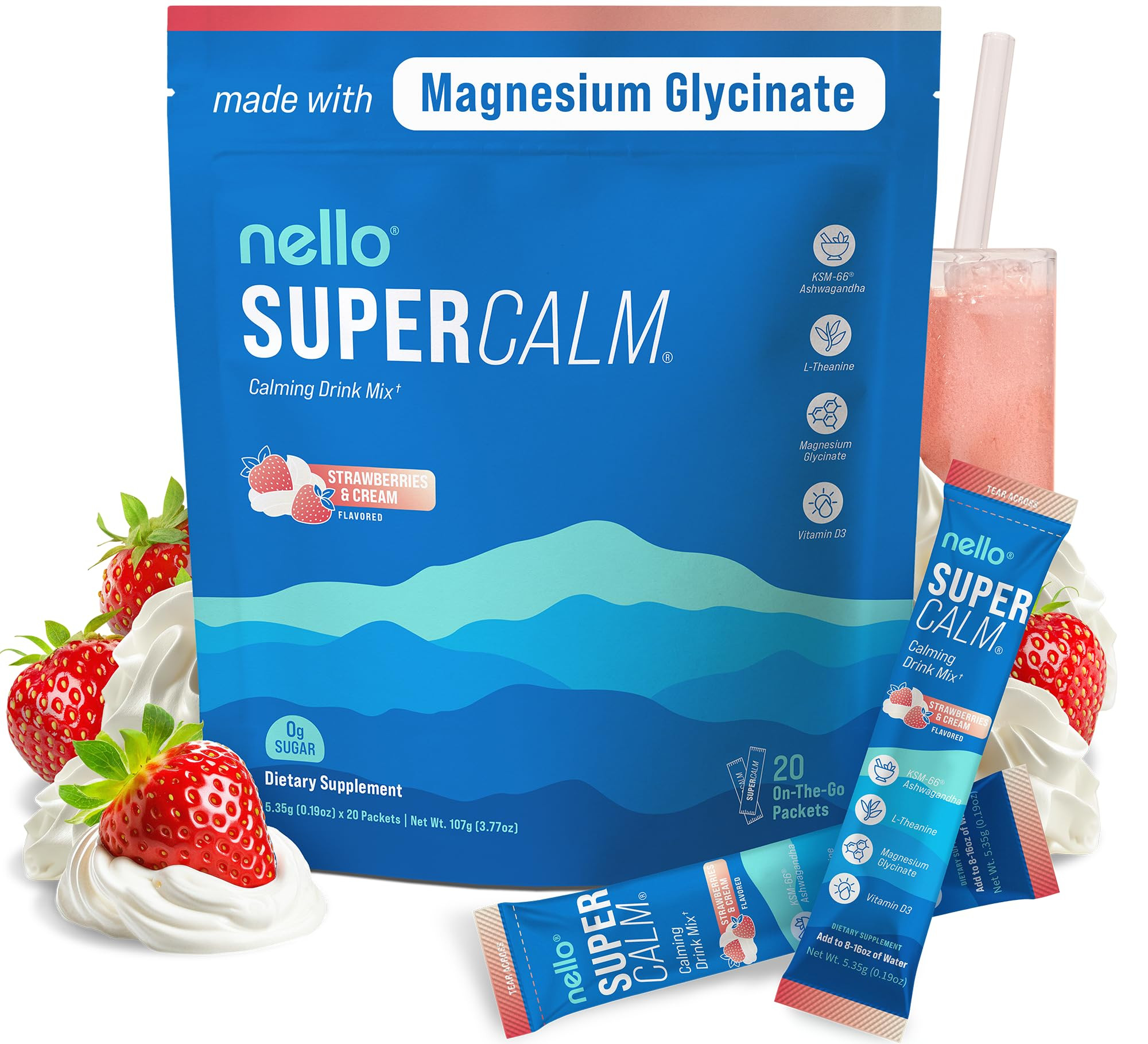 Supercalm Drink Mix - Ashwagandha KSM 66, Magnesium Glycinate & L-Theanine Supplement, Vitamin D3... | Amazon (US)