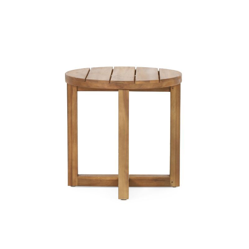 Hamel Outdoor Acacia Wood Circular Side Table Teak - Christopher Knight Home | Target