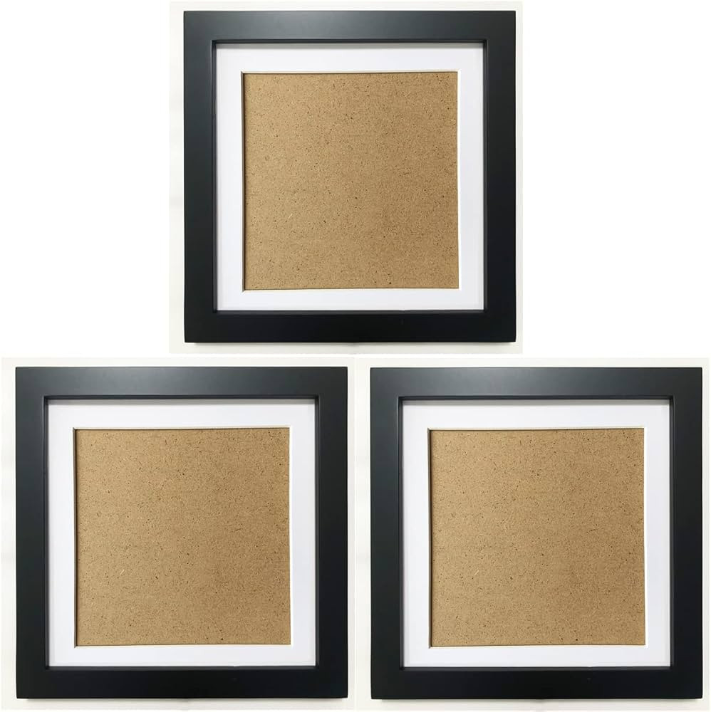 5x5 Picture Frames with 4x4 Opening Mat.Set of 3. 5x5 Black Square Photo Frame. Solid Wood, Plast... | Amazon (US)