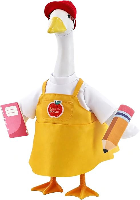 Back to School Porch Goose Outfits,23 Inch Cement Plastic Statues Porch Goose with Pencil and Not... | Amazon (US)