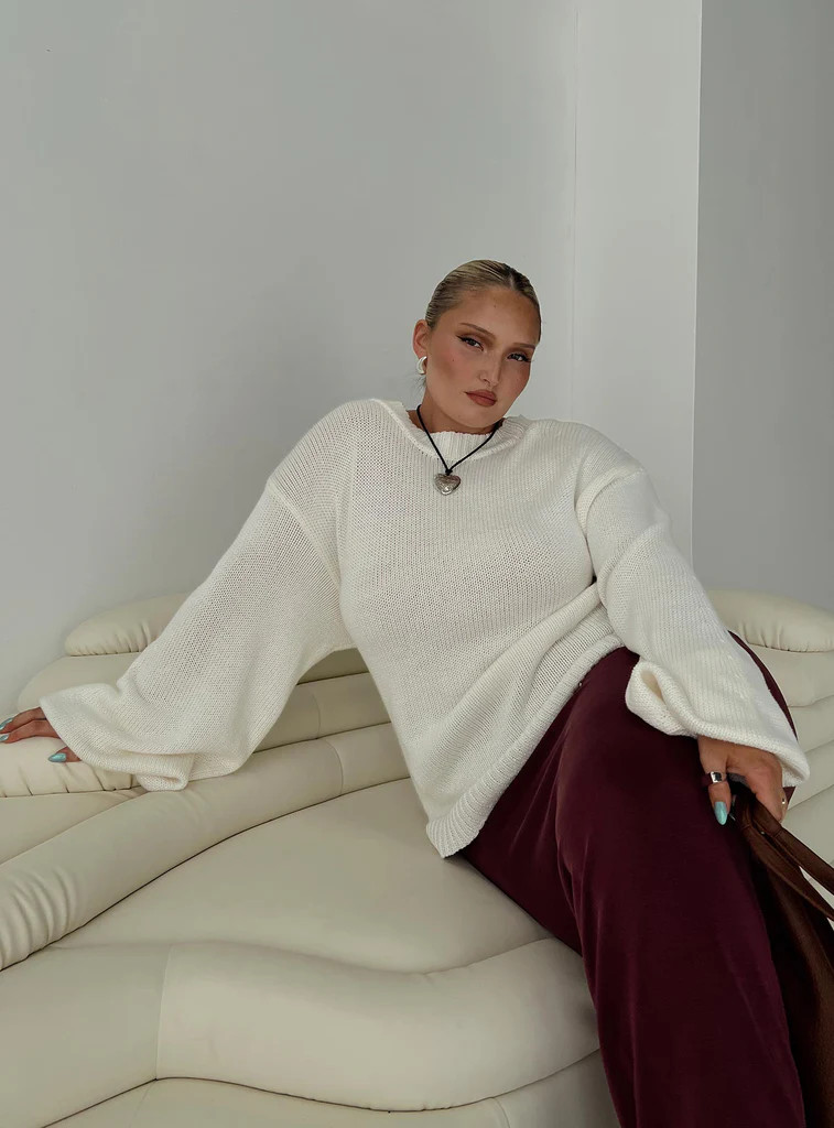 Harmony Knit Sweater White Curve | Princess Polly AU