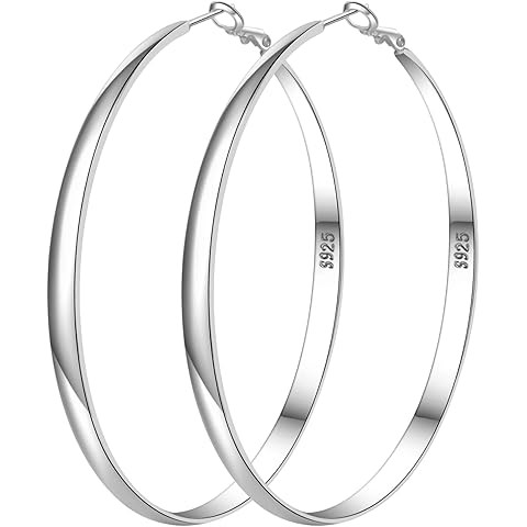Senteria 2mm Wide 925 Sterling Silver Hoop Earrings for Women Hypoallergenic Lightweight Thin Lar... | Amazon (US)