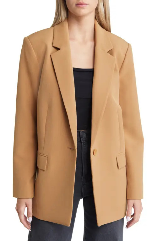 Open Edit Relaxed Fit Oversize Blazer in Tan Dale at Nordstrom, Size X-Small | Nordstrom