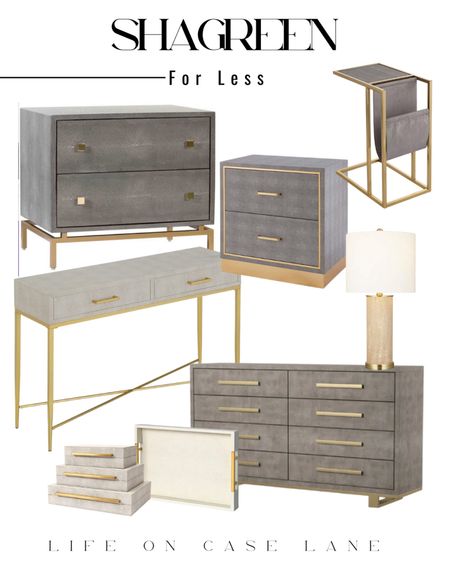 The look for less, save or splurge, rh dupe, furniture dupe, dupes, designer dupes, designer furniture look alike, home furniture, shagreen furniture, RH shagreen dupe, shagreen dupe, shagreen dresser, shagreen nightstand, brass furniture, tray, decorative boxes, shagreen lamp 